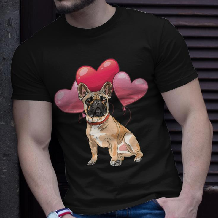 French Bulldog Frenchie Dog Cute Frenchie Heart Balloons Pet Animal Dog French Bulldog 131 Frenchies Unisex T-Shirt Gifts for Him