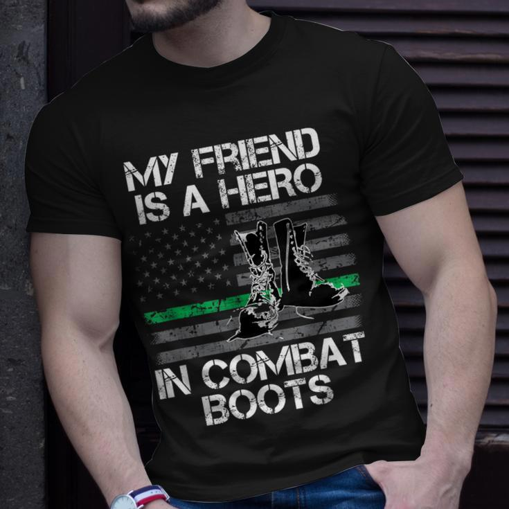 My Friend Is A Hero In Combat Boots Military T-shirt Gifts for Him