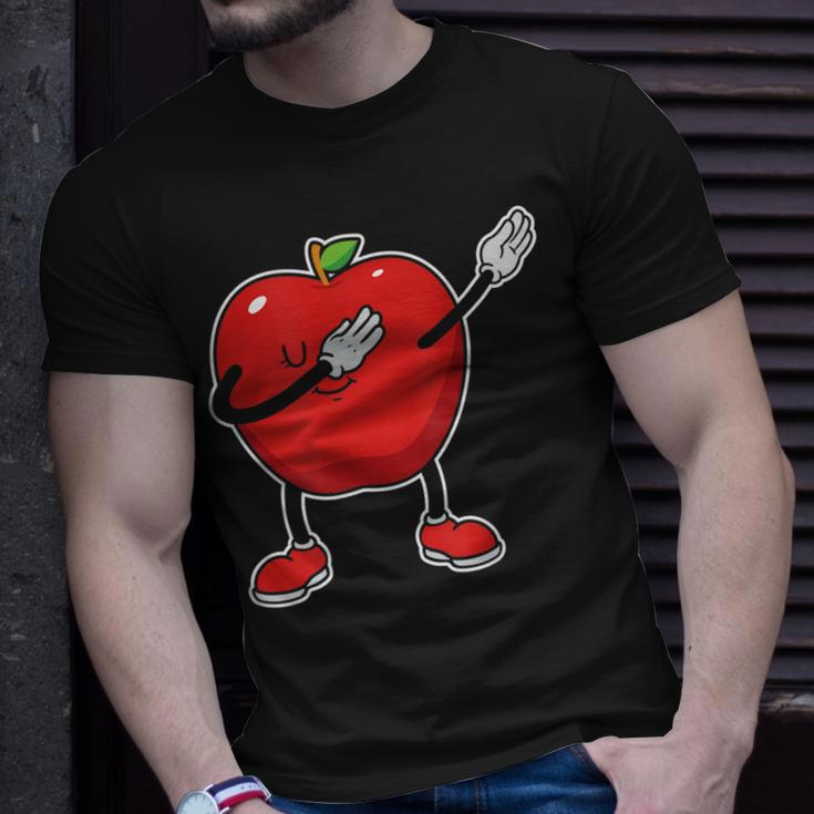 Fröhlicher Apfel Karikatur Schwarzes T-Shirt, Lustiges Obstmotiv Tee Geschenke für Ihn
