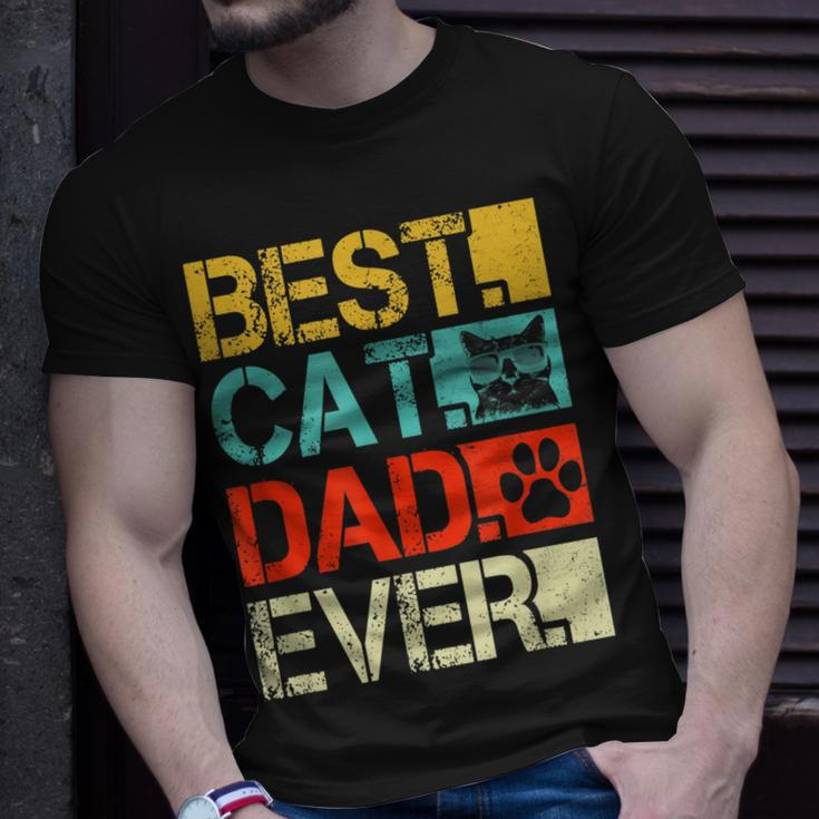 Funny Best Cat Dad Ever Retro Fathers Day Gift Cat Lovers Gift For Mens Unisex T-Shirt Gifts for Him