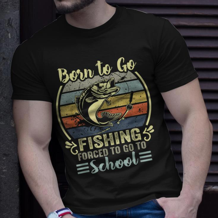 Funny Born To Go Fishing Bass Fish Fisherman Boys Kids Unisex T-Shirt