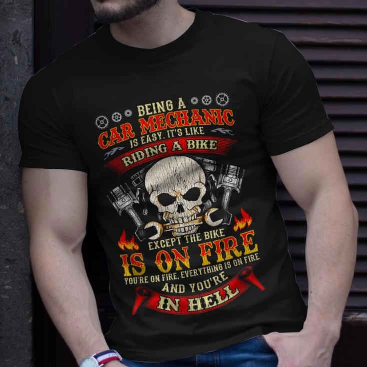 Funny Car Mechanic Biker Skull Gift For Mens Unisex T-Shirt Gifts for Him