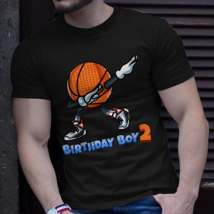 Funny Dabbing Basketball Ball 2Nd Birthday Boy 2 Years Old Unisex T-Shirt Gifts for Him