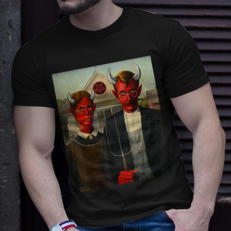 Funny Devil Lover Satan Satanic Halloween Wiccan Devil Unisex T-Shirt Gifts for Him