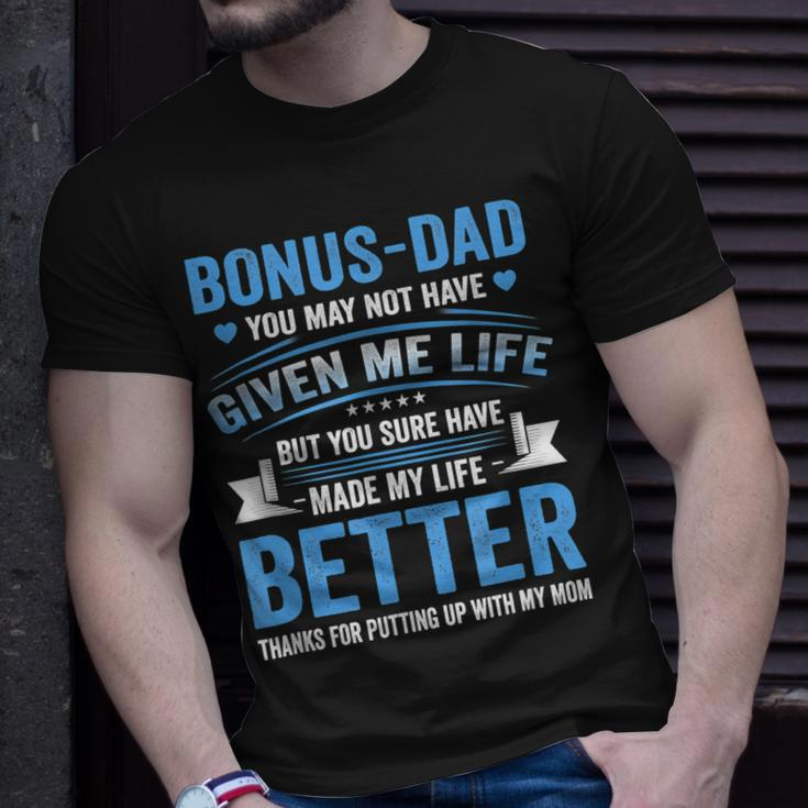 Funny Fathers Day Bonus Dad Gift From Daughter Son Wife Unisex T-Shirt Gifts for Him