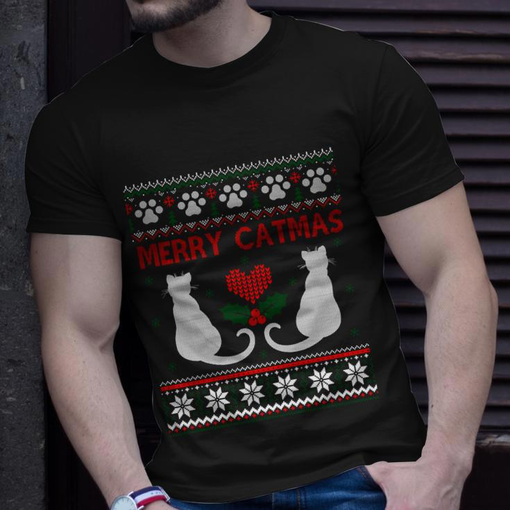Funny Merry Catmas Ugly Christmas Sweater Gift Unisex T-Shirt Gifts for Him