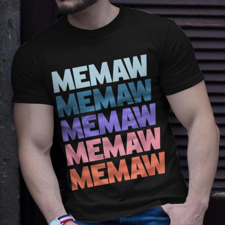 Funny Modern Repeated Text Design Memaw Grandmother Unisex T-Shirt Gifts for Him