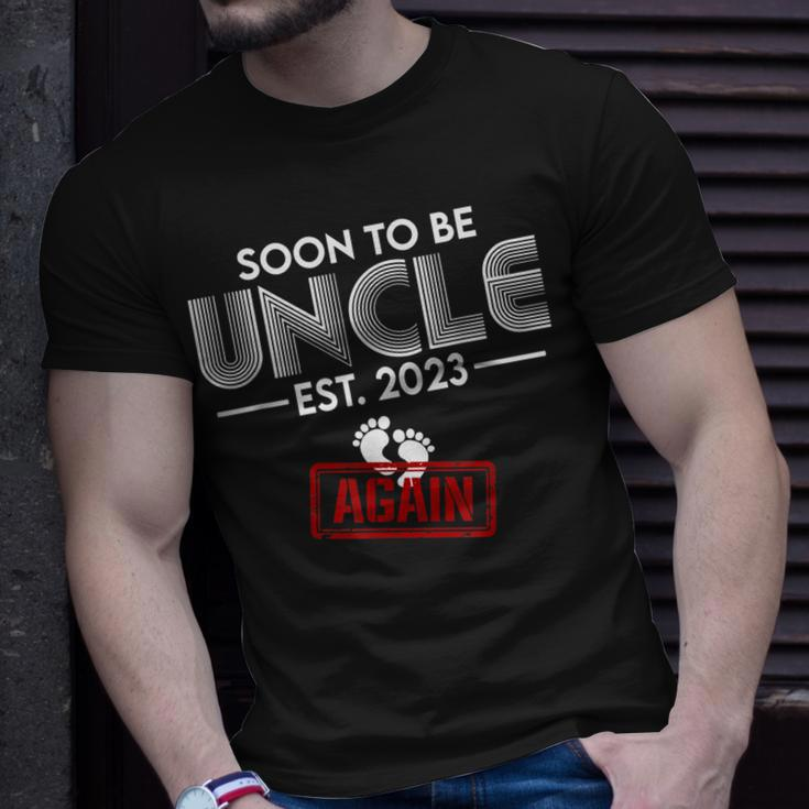Funny Soon To Be Uncle Again 2023 Gender Reveal Pregnancy Unisex T-Shirt Gifts for Him