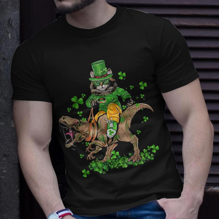 Funny St Patricks Day Irish Cat RidingRex Shamrock Unisex T-Shirt Gifts for Him