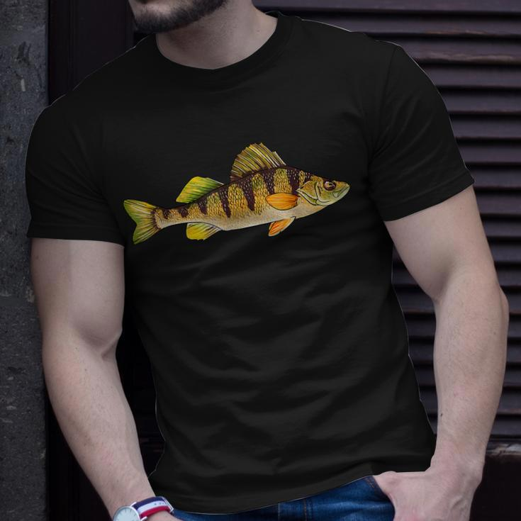 Funny Yellow Perch Fishing Freshwater Fish Angler Unisex T-Shirt Gifts for Him