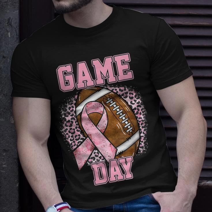 Game Day Breast Cancer Awareness Pink Football Mom Grandma Unisex T-Shirt Gifts for Him