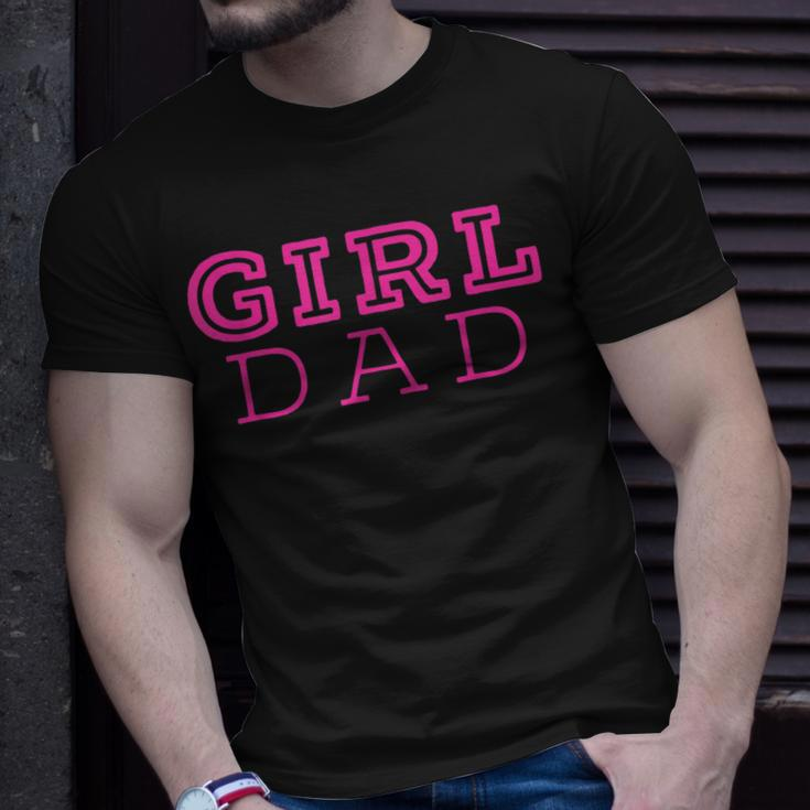 Girl Dad Cute Pink Father & Daughter Design Fathers Day Unisex T-Shirt Gifts for Him