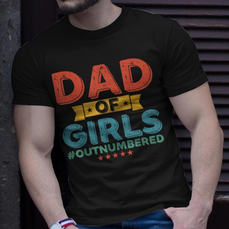 Girl Dad Outnumbered Fathers Day From Wife Daughter Vintage Unisex T-Shirt Gifts for Him