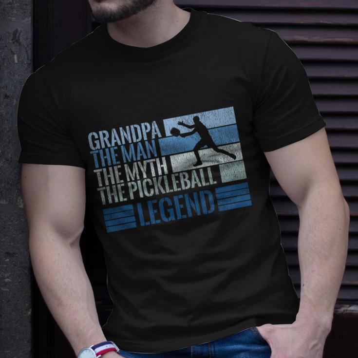 Grandpa Myth Pickleball Legend Vintage Blue Graphic Funny Gift Unisex T-Shirt Gifts for Him