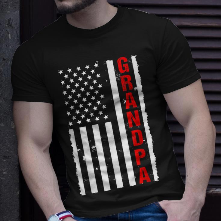Grandpa Usa Flag Firefighter Thin Red Line Fireman T-Shirt Gifts for Him