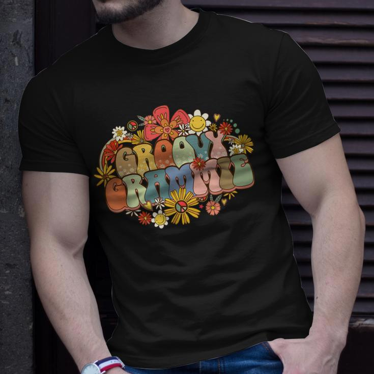 Groovy Grammie Vintage Women Colorful Flowers Design Grandma Unisex T-Shirt Gifts for Him
