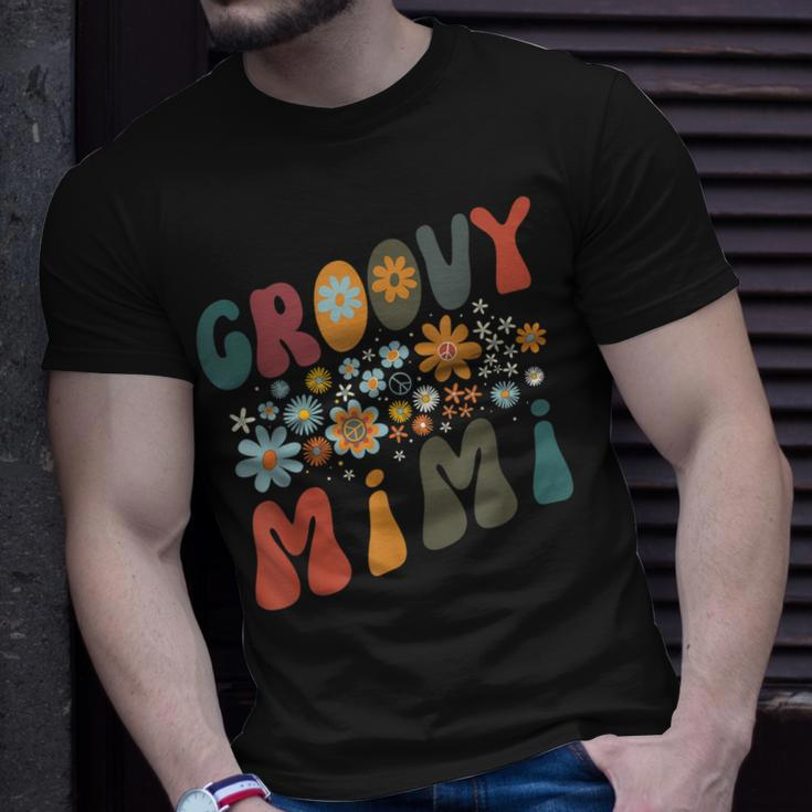 Groovy Mimi Retro Colorful Flowers Design Grandma Unisex T-Shirt Gifts for Him