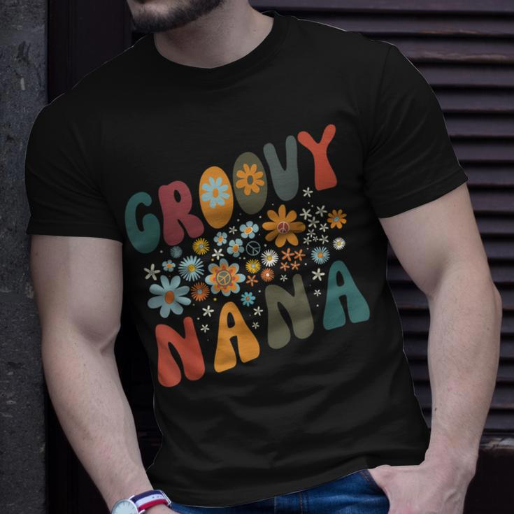 Groovy Nana Retro Colorful Flowers Design Grandma Unisex T-Shirt Gifts for Him