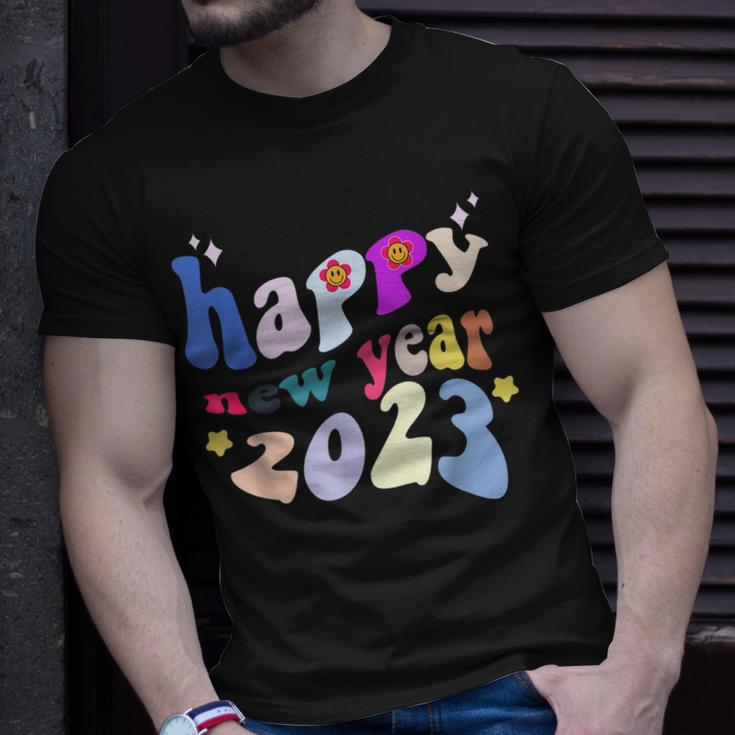 Guten Rutsch Ins Neue Jahr Groovy Fonts 2023 T-Shirt Geschenke für Ihn