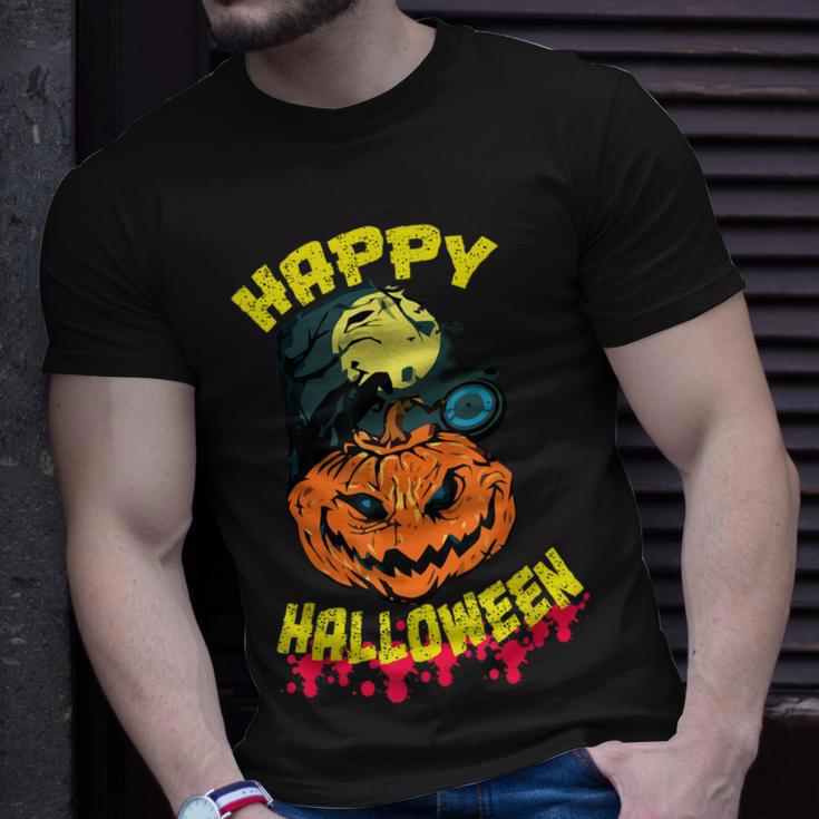 Halloween Grinsender Kürbis Horror Lustiges Spaß T-Shirt Geschenke für Ihn