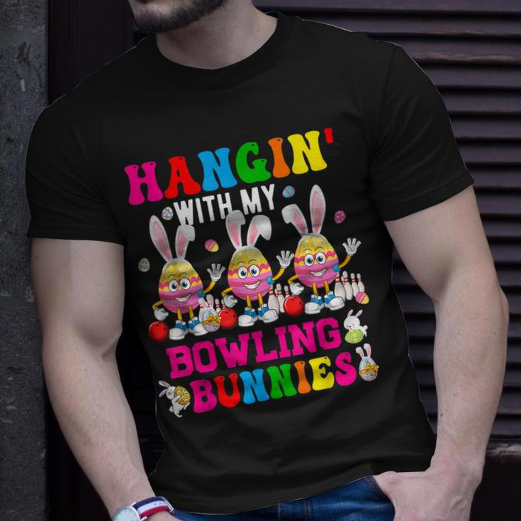 Hangin With My Bowling Bunnies Three Cute Bunny Eggs Player Unisex T-Shirt Gifts for Him