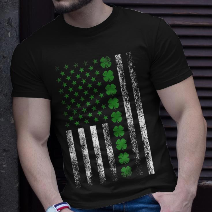 Happy St Patricks Day American Flag Shamrock Matching T-shirt Gifts for Him
