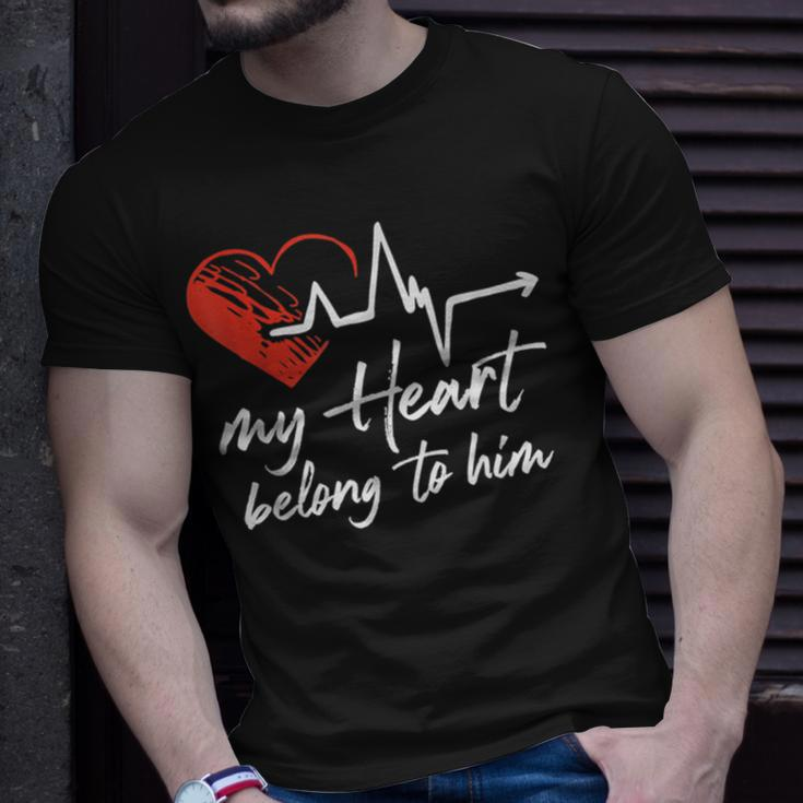 My Heart Belong To Him Couple Awesome Valentine T-Shirt Gifts for Him