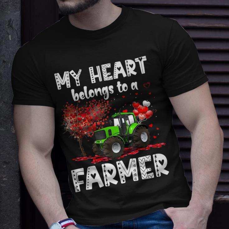 My Heart Belongs To A Farmer Valentine For Farmer Wife T-shirt Gifts for Him