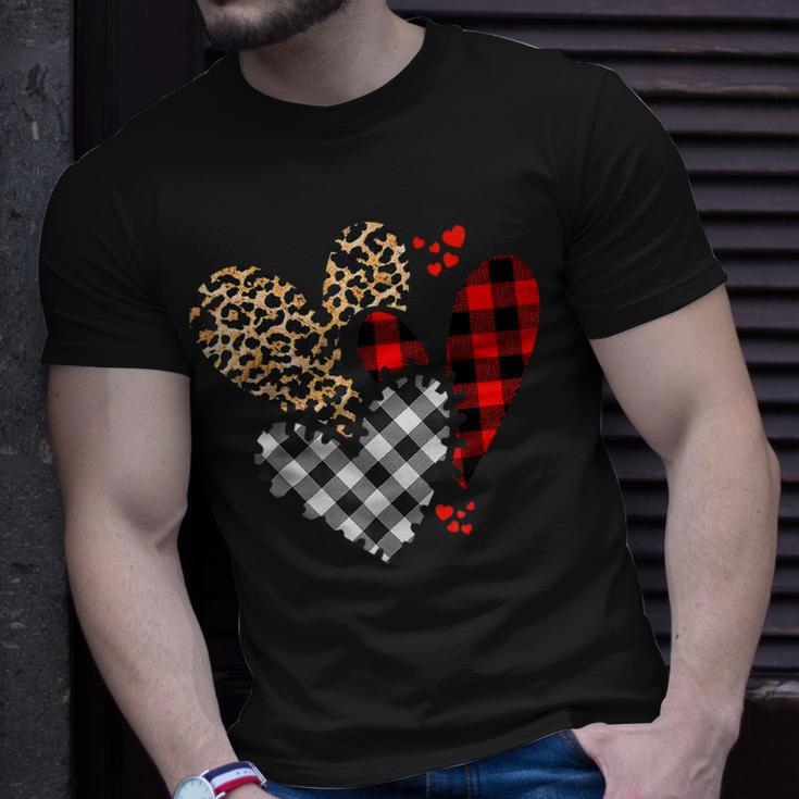 Hearts Leopard Buffalo Plaid Valentines Day 2023 Heart Love T-Shirt Gifts for Him