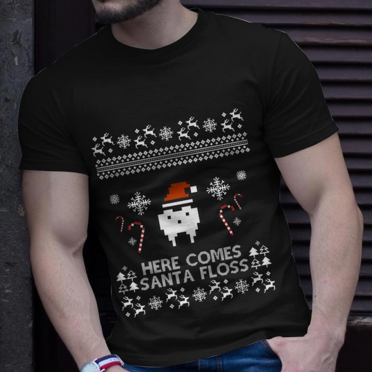Here Comes Santa Floss Gift Dentist Outfit Ugly Christmas Gift Funny Gift Unisex T-Shirt Gifts for Him
