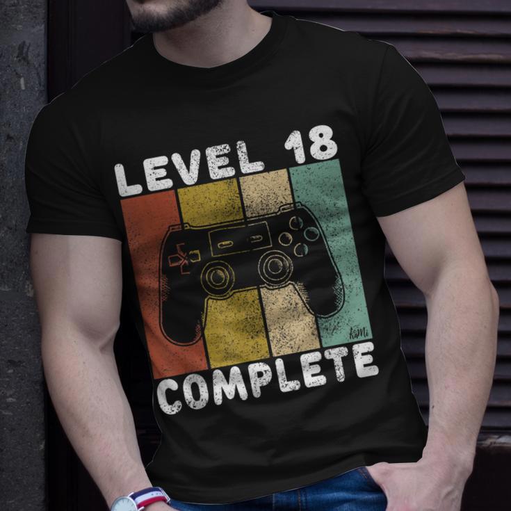 Herren 18 Geburtstag Jungen Gamer Level 18 Complete T-Shirt Geschenke für Ihn