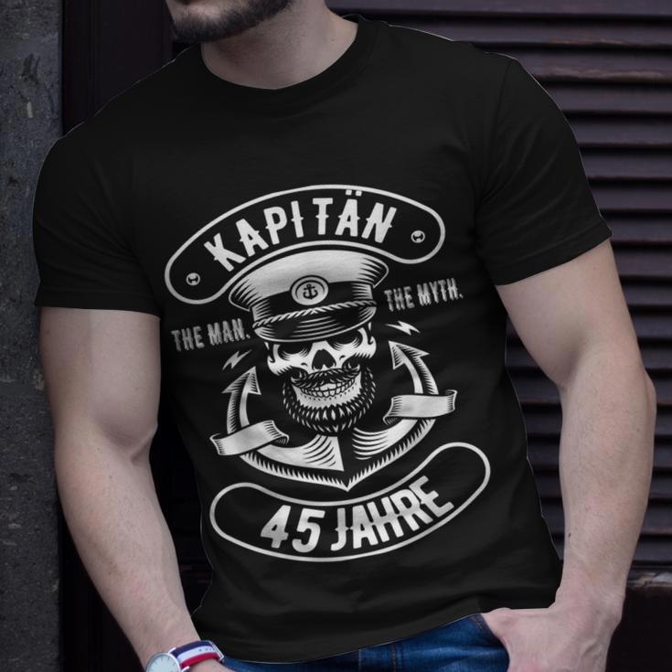 Herren 45 Geburtstag Mann Geschenk Lustig Captain Kapitän T-Shirt Geschenke für Ihn