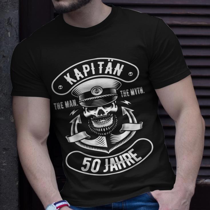 Herren 50 Geburtstag Mann Geschenk Lustig Captain Kapitän T-Shirt Geschenke für Ihn