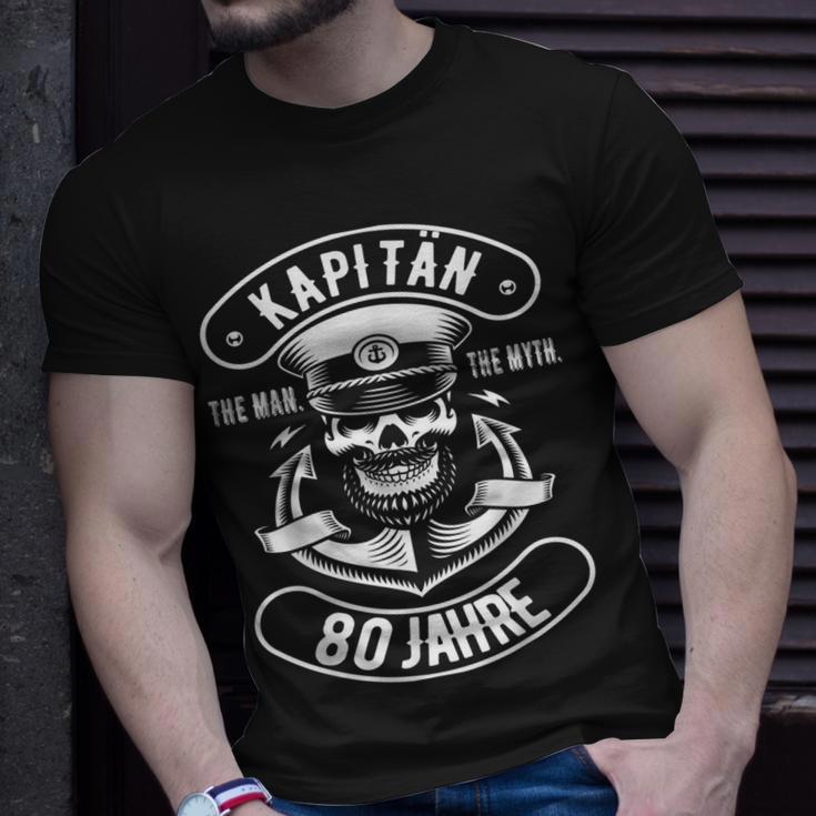 Herren 80 Geburtstag Mann Geschenk Lustig Captain Kapitän T-Shirt Geschenke für Ihn