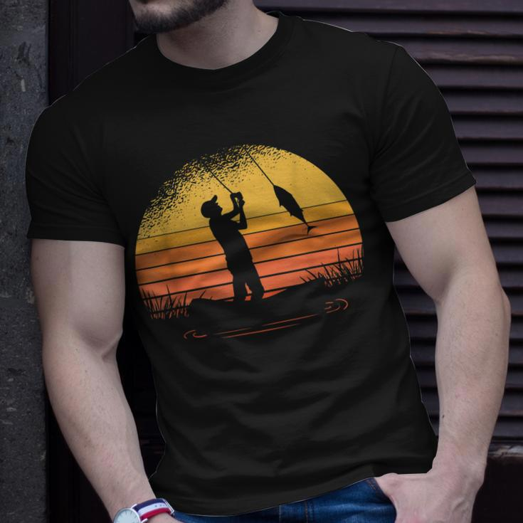 Herren Angler Sonnenuntergang Fischer Angel T-Shirt Geschenke für Ihn