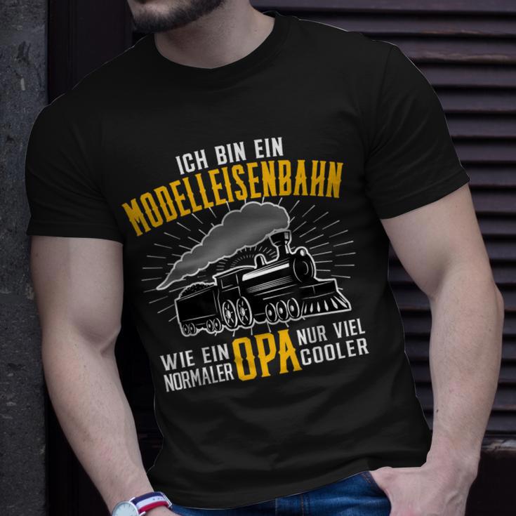 Herren Modelleisenbahn Opa Eisenbahner Modellbauer Rentner T-Shirt Geschenke für Ihn