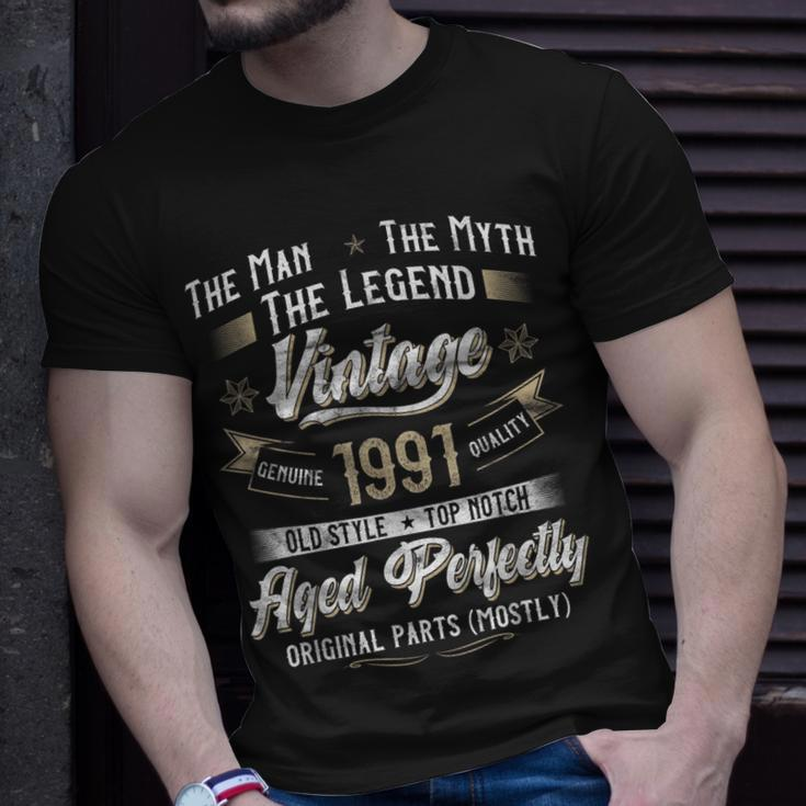 Herren T-Shirt 32. Geburtstag Mythos Legende 1991 Vintage Design Geschenke für Ihn