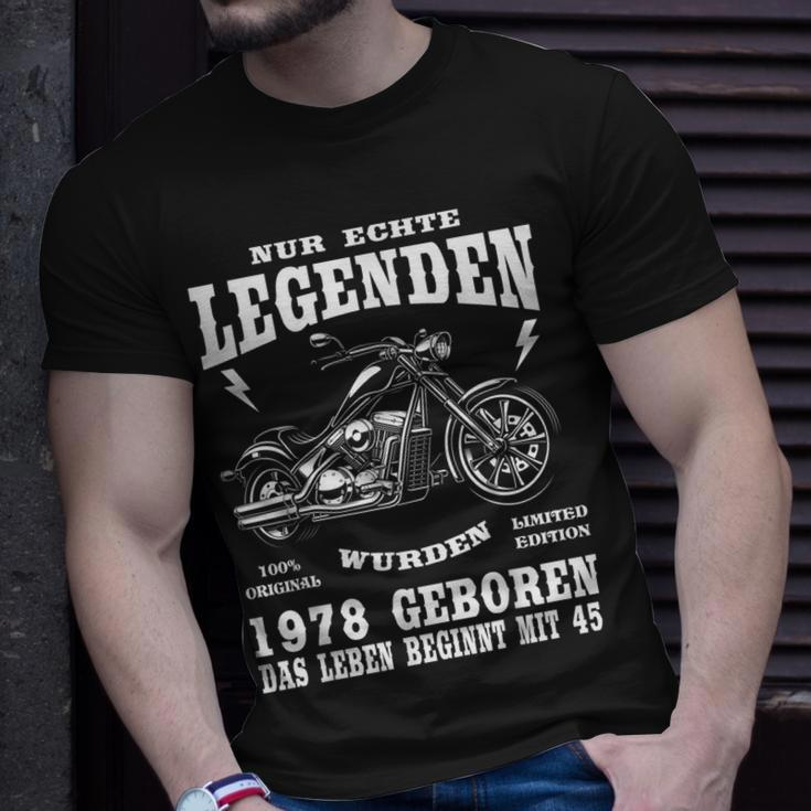 Herren T-Shirt zum 45. Geburtstag, Biker-Motiv mit Chopper 1978 Geschenke für Ihn
