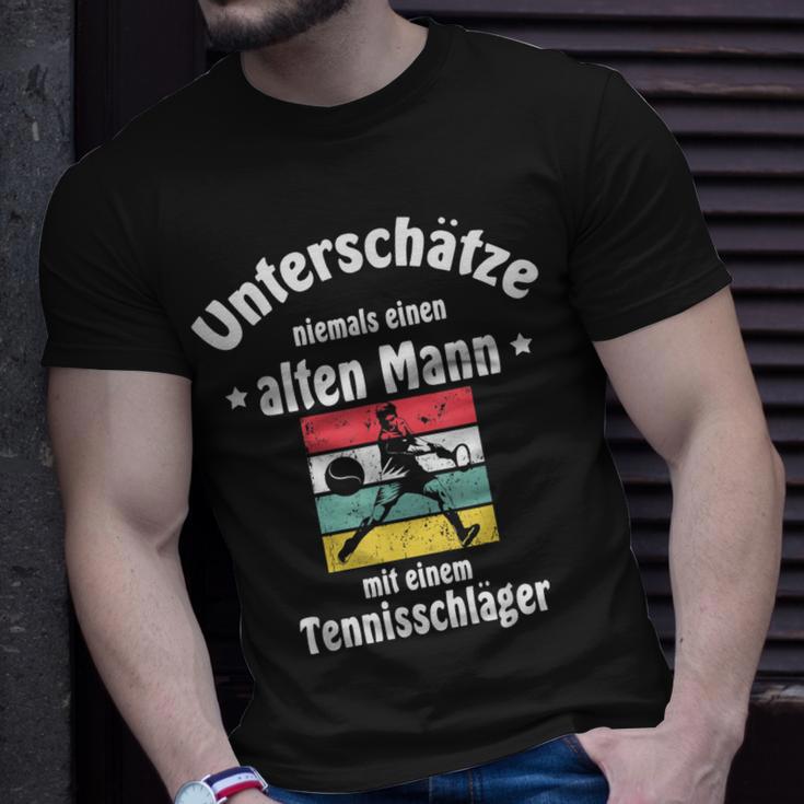 Herren Tennis T-Shirt mit Tennisschläger & Ball Motiv für Pensionäre Geschenke für Ihn