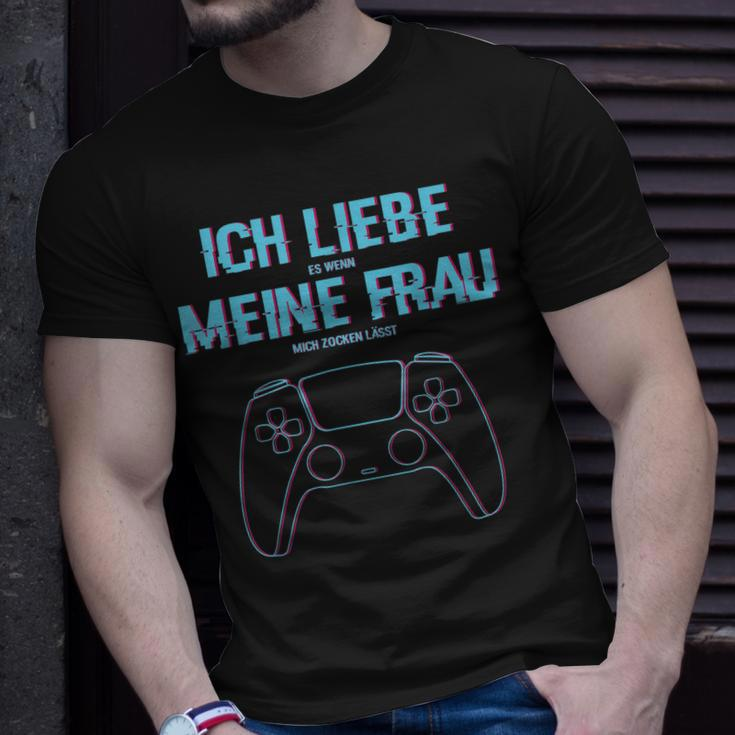 Herren Zocken Ich Liebe Meine Frau Gamer Konsole Gaming T-Shirt Geschenke für Ihn