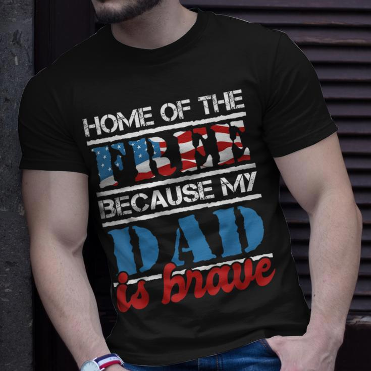 Home Of The Free Because My Dad Is Brave Us Army Veteran T-Shirt Gifts for Him