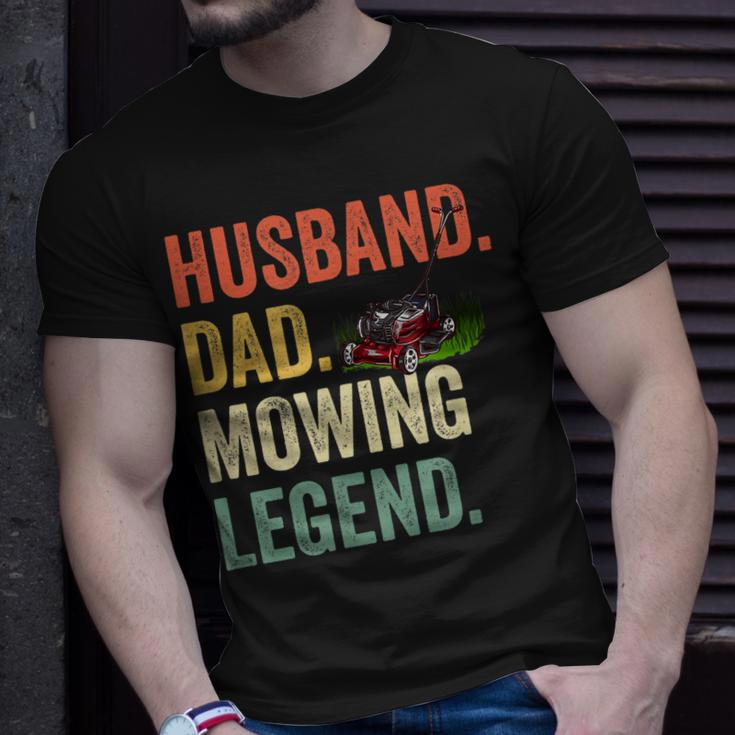 Mens Husband Dad Mowing Legend Lawn Care Gardener Father V2 T-Shirt Gifts for Him
