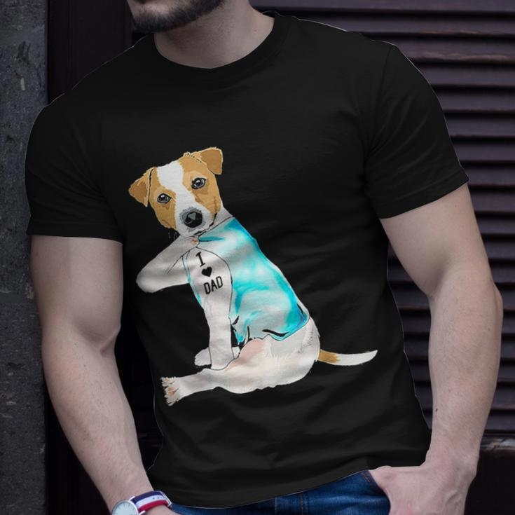 I Love Dad Tattoo Jack Russell Terrier Dad Tattooed Gift Unisex T-Shirt Gifts for Him