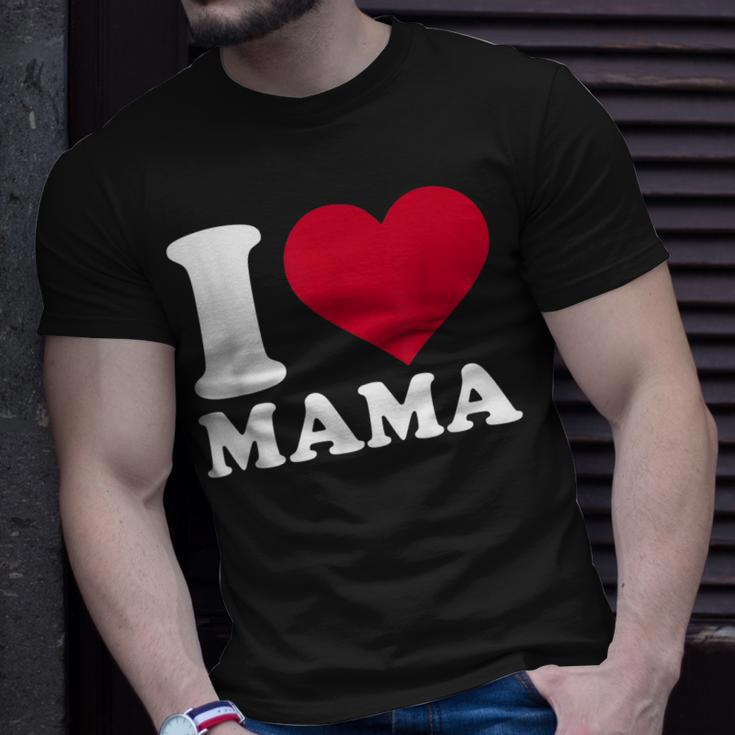 I Love Mama Schwarz T-Shirt, Herzmotiv zum Muttertag Geschenke für Ihn