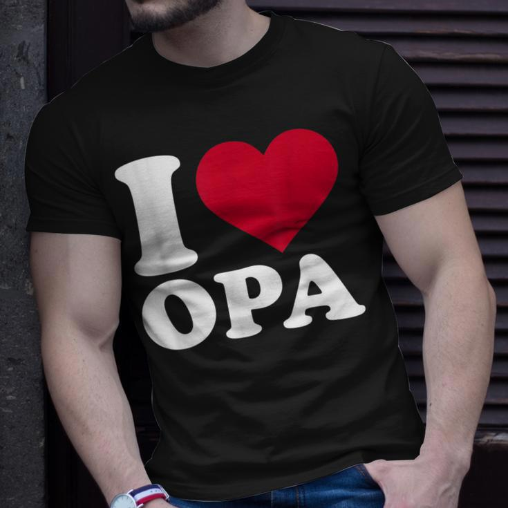 I Love Opa Herz-Motiv T-Shirt in Schwarz, Geschenkidee für Großväter Geschenke für Ihn