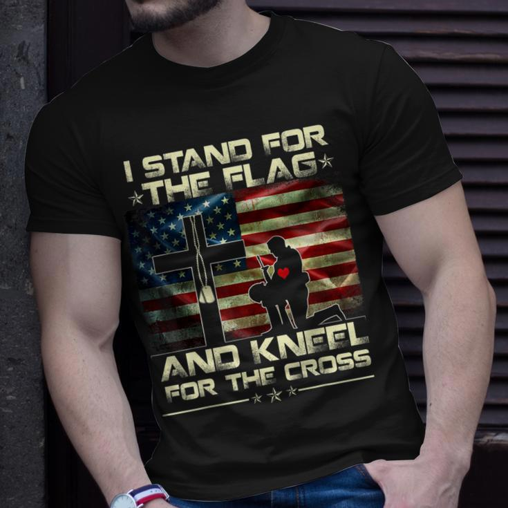 I Stand For The Flag And Kneel For The Cross Military Unisex T-Shirt Gifts for Him