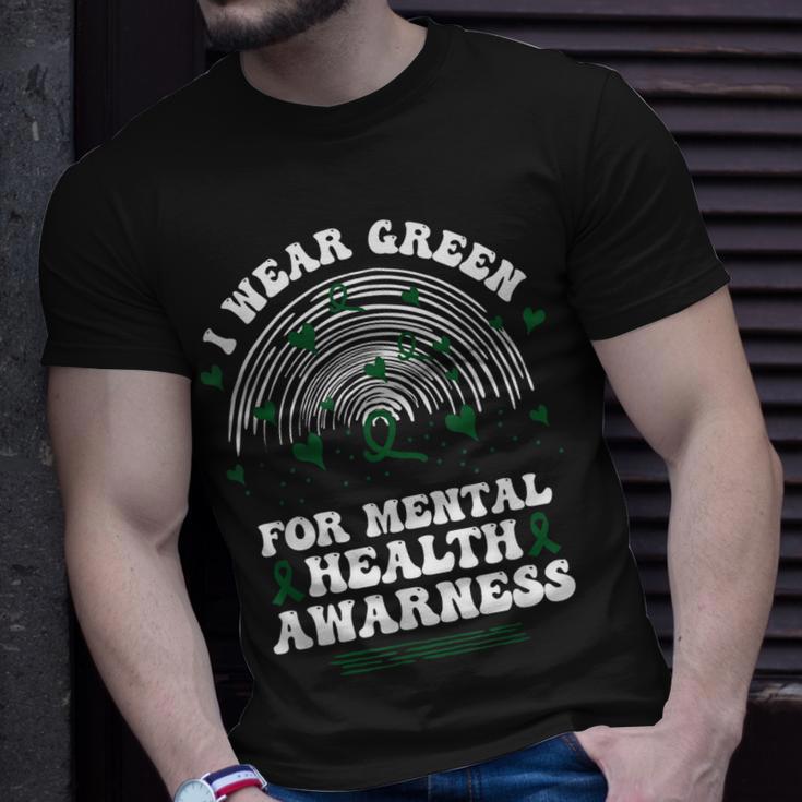 I Wear Green For Mental Health Awareness Green Ribbon Unisex T-Shirt ...