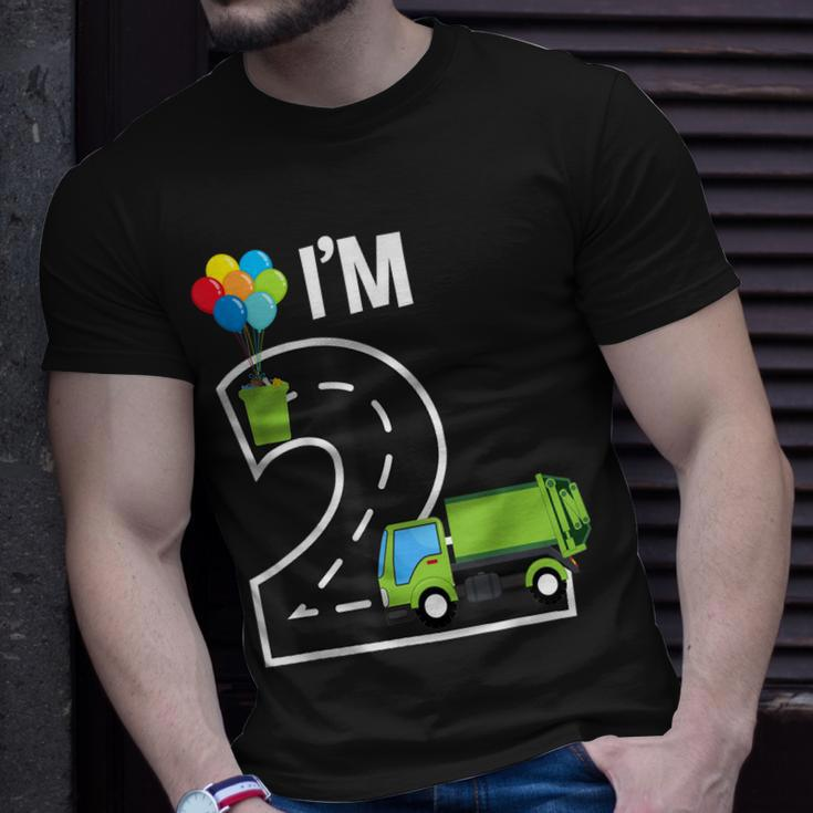 Im Two 2 Year Old Birthday Boy Garbage Truck Toddler Unisex T-Shirt Gifts for Him