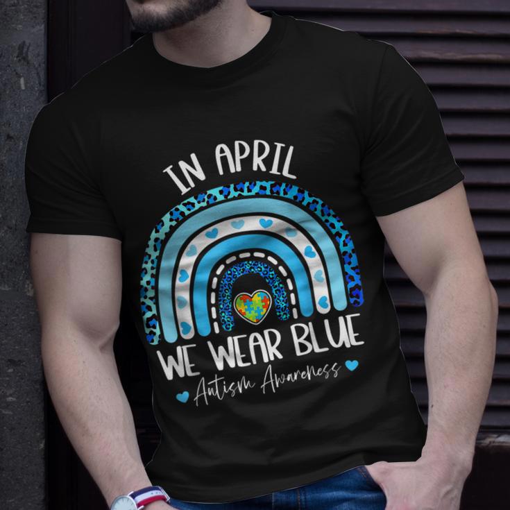 In April We Wear Blues Autism Awareness Month Puzzle Rainbow Unisex T ...