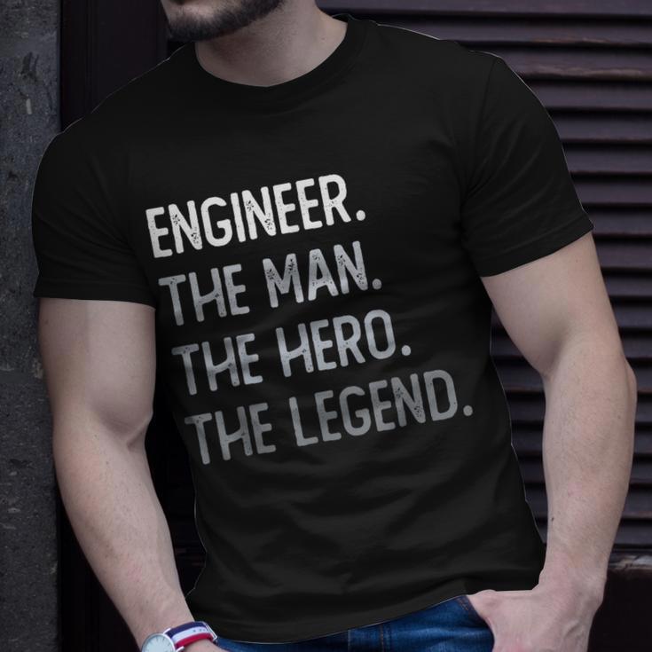 Ingenieur Tribut T-Shirt Der Mann, Der Held, Die Legende Schwarzes Statement-Shirt Geschenke für Ihn